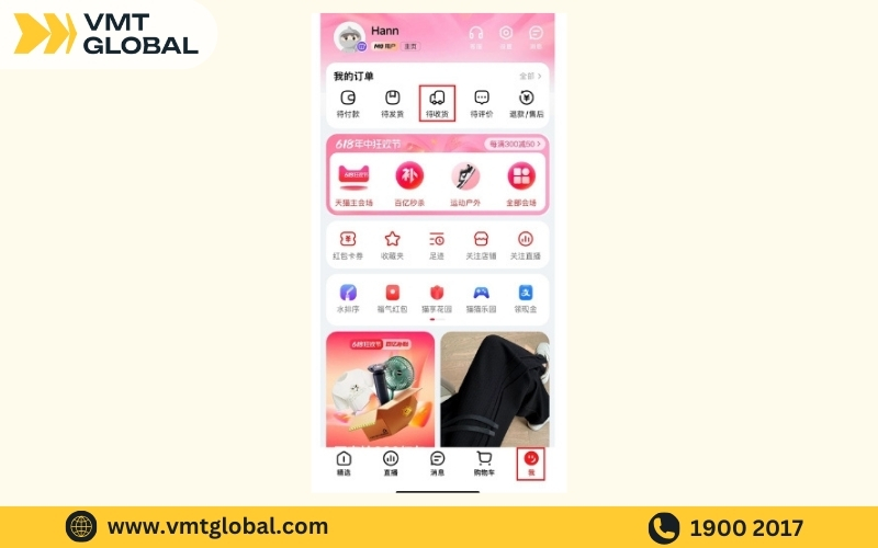 Quy trình mua hàng hóa trên Tmall bằng điện thoại di động