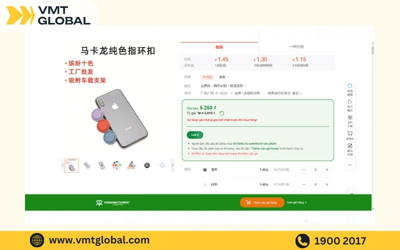 Bước 3 trong quy trình sử dụng dịch vụ mua hộ hàng tmall.com tại VMT Global