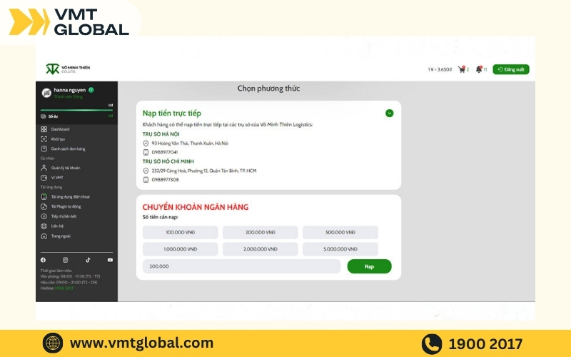 Bước 5 trong quy trình đặt hộ hàng hóa tmall.com tại VMT Global