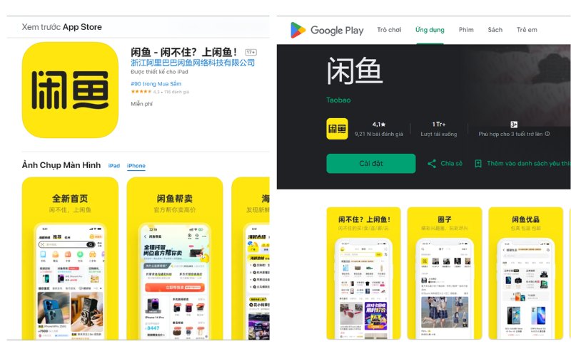 Tải app order Xianyu về điện thoại.