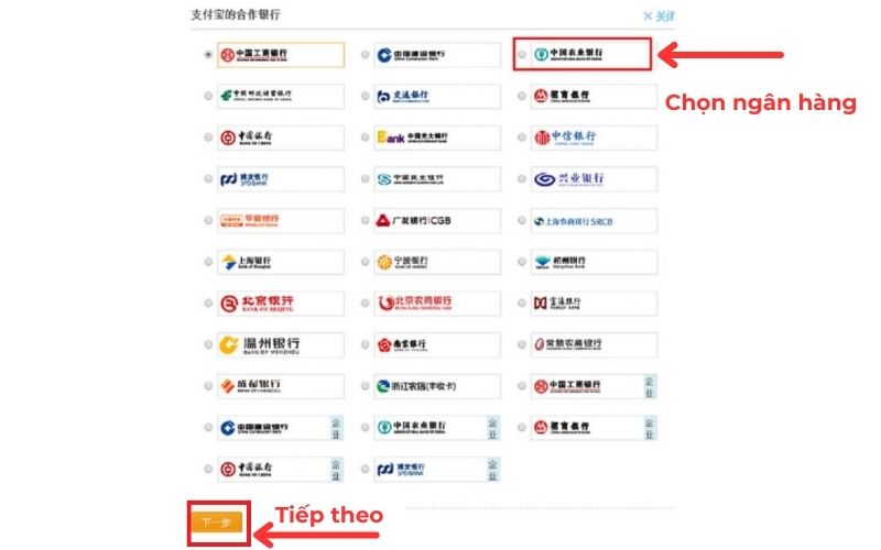 cách nạp tiền trên alipay bằng tài khoản ngân hàng