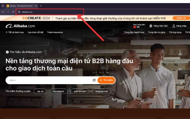 Truy cập vào Alibaba.com