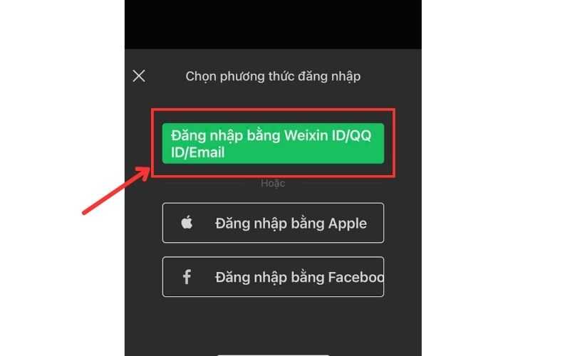 Chọn phương thức đăng nhập