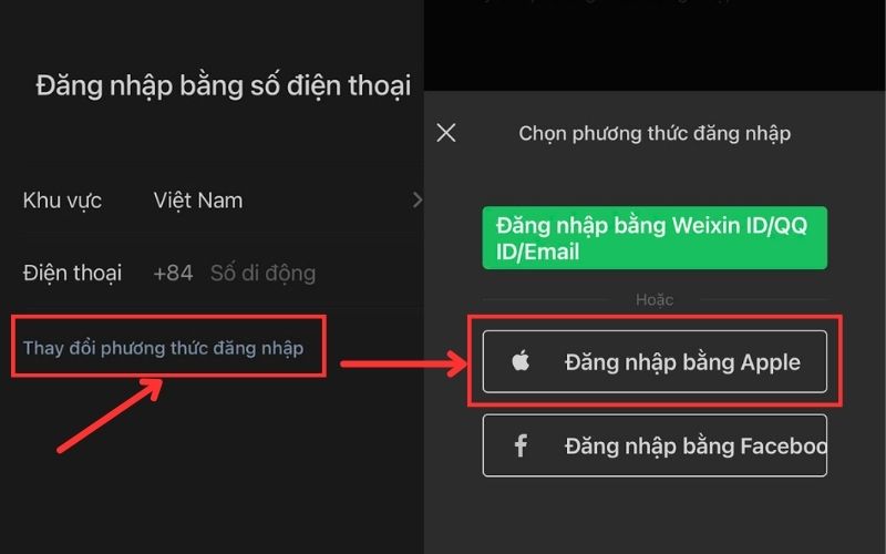 Chọn phương thức đăng nhập khác.