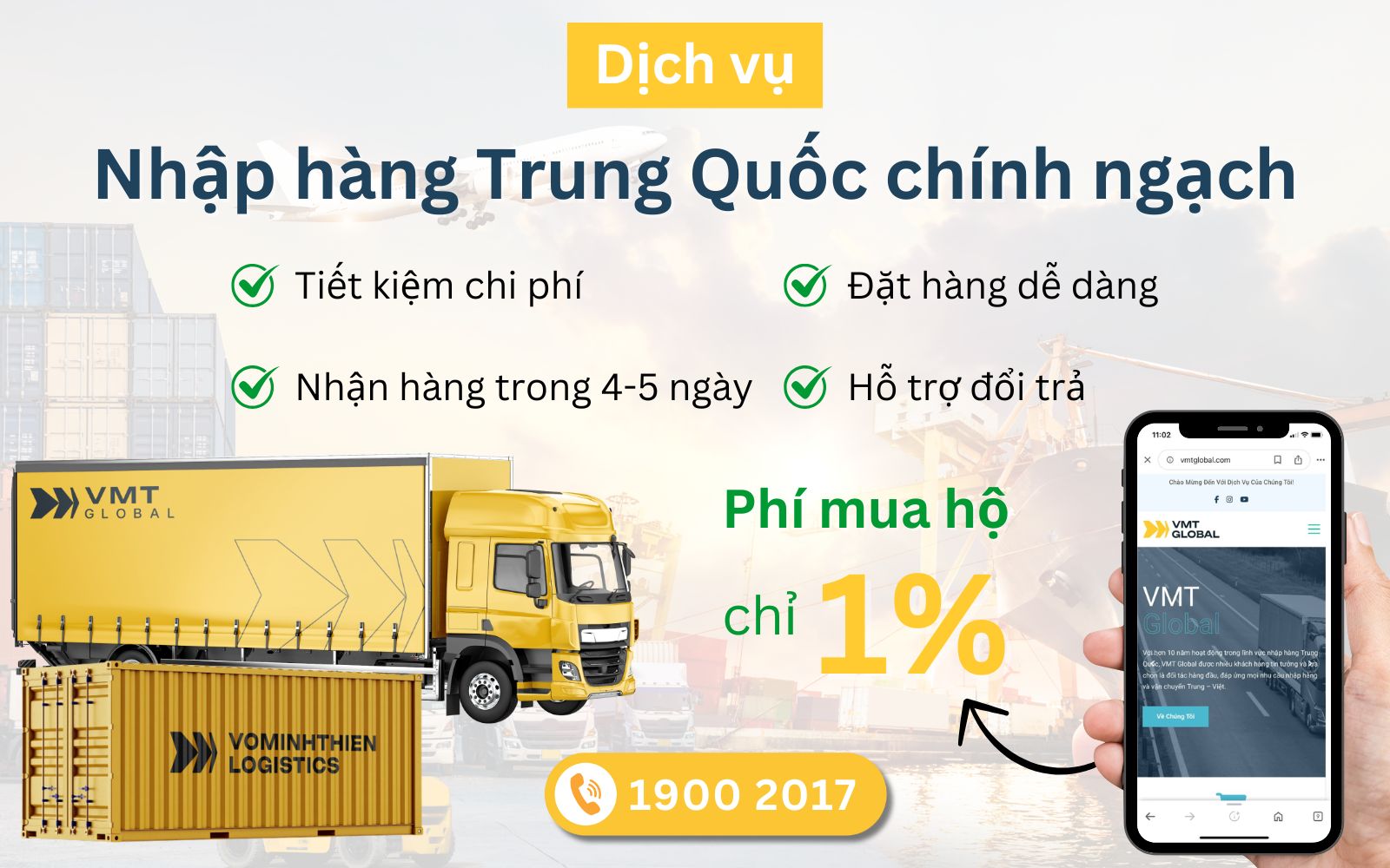 Dịch vụ nhập hàng Trung Quốc chính ngạch uy tín tại VMT Global