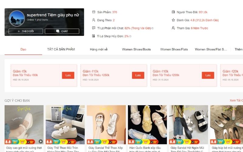 Supertrend Tiệm giày phụ nữ - shop taobao trên shopee về giày dép