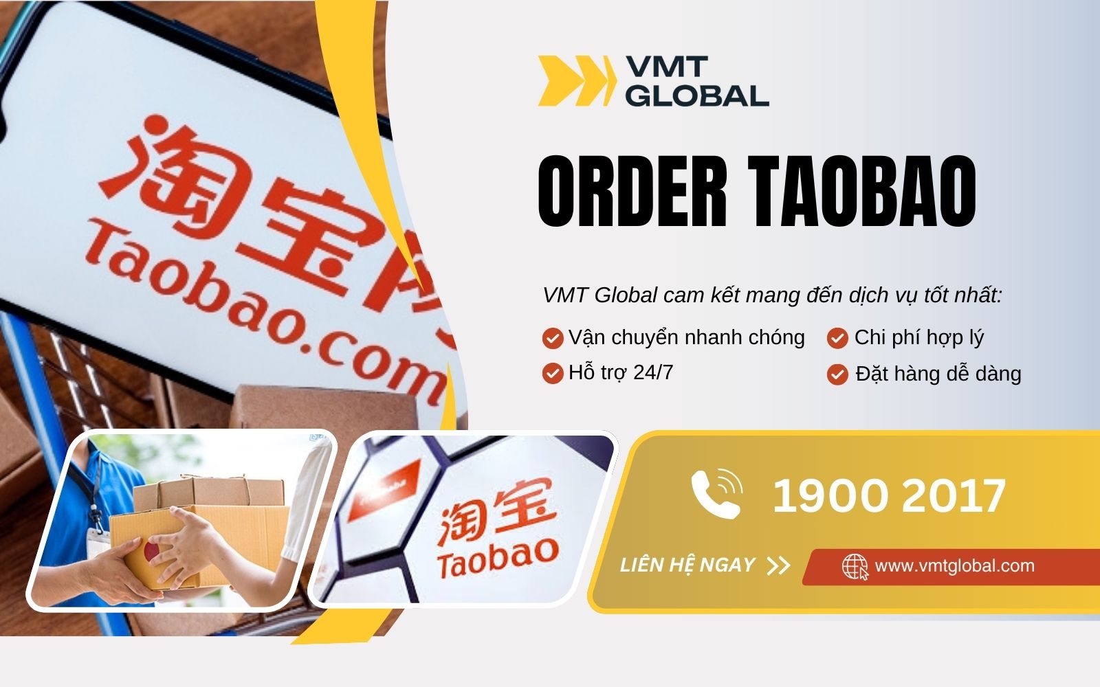 VMT Global cung cấp dịch vụ order hàng Taobao giá rẻ tận gốc