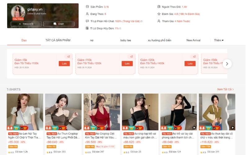 Shop quần áo taobao trên shopee Girlaxy.vn