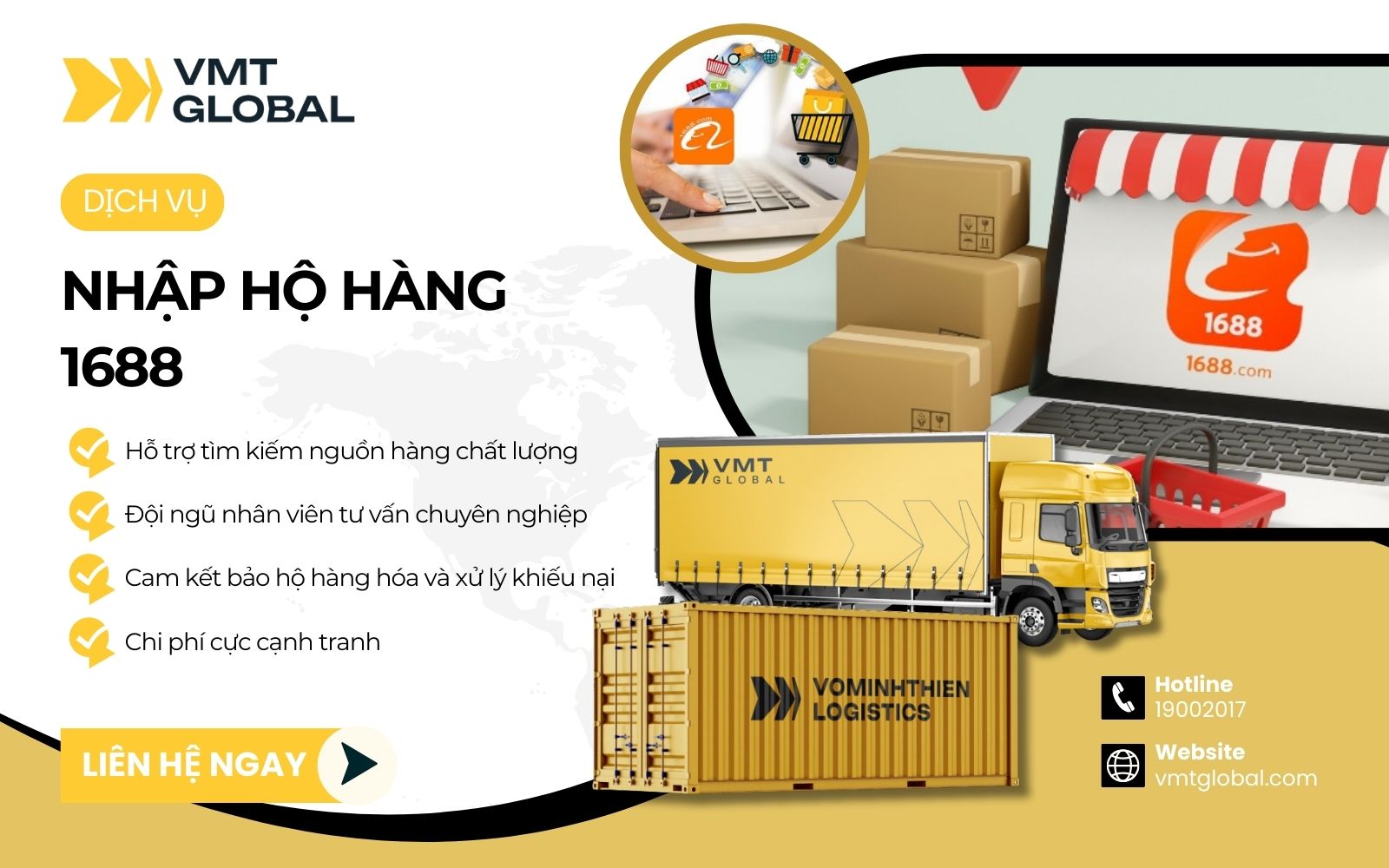 VMT Global cung cấp dịch vụ nhập hộ hàng 1688 và vận chuyển về Việt Nam