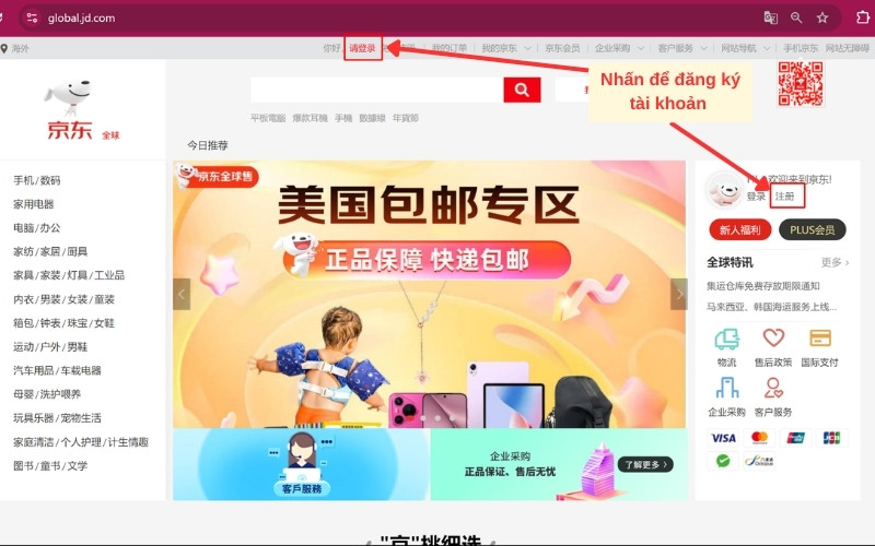 Cách tạo tài khoản order hàng jingdong