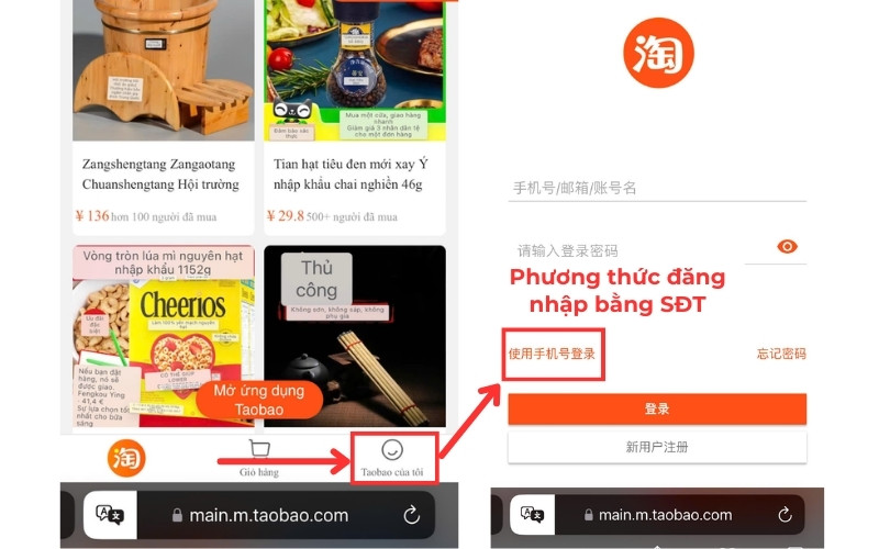 Cách đăng nhập Taobao bằng SĐT