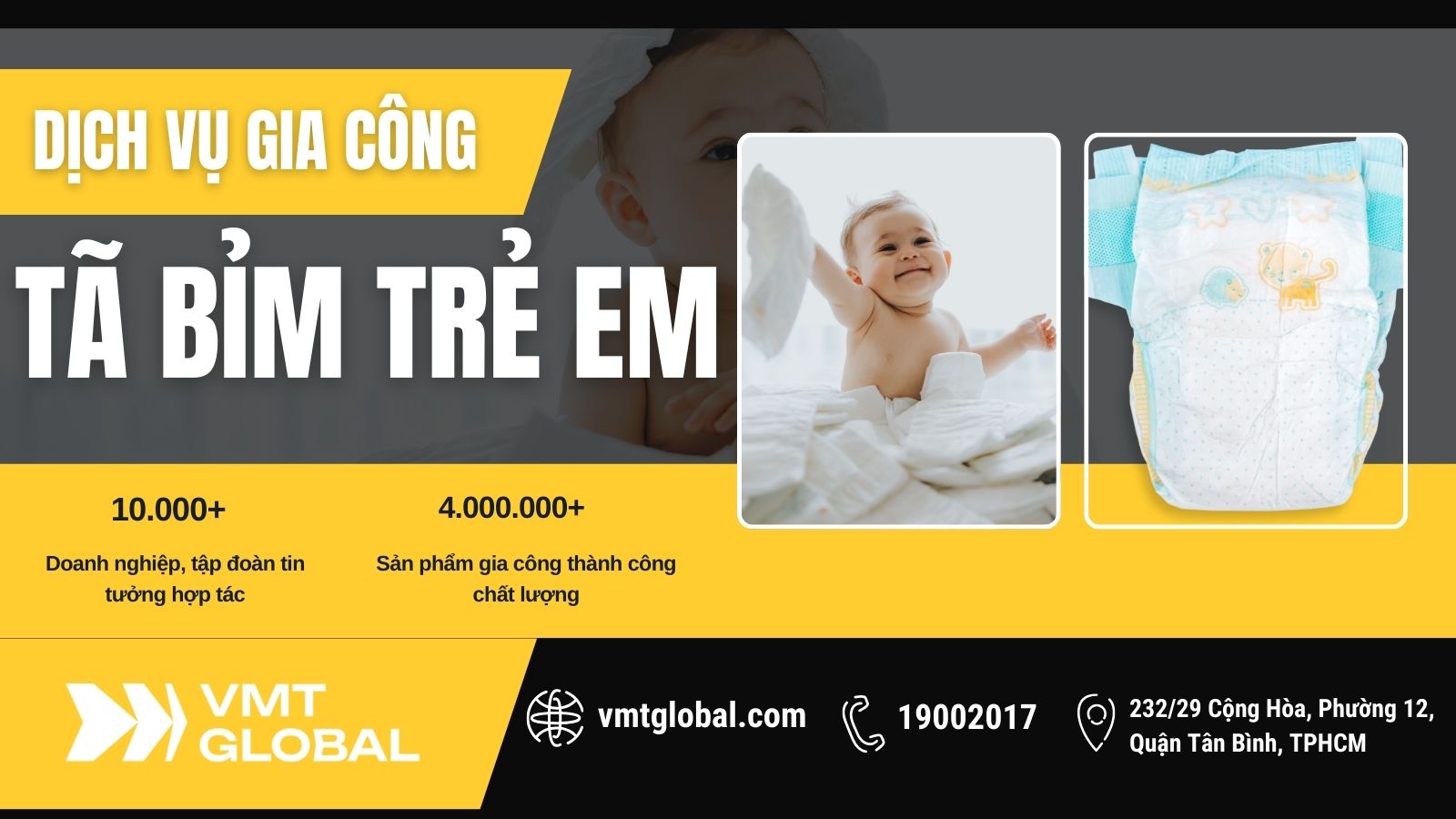 VMT Global – Đơn vị chuyên sản xuất tã bỉm em bé và nhập hàng nội địa uy tín