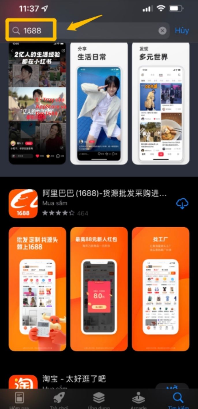 Cách tải app 1688 cho ios