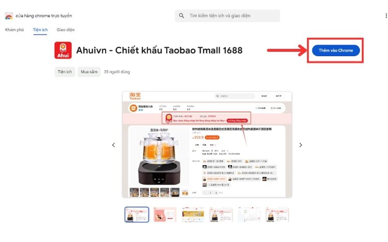 Thêm công cụ chiết khấu Taobao