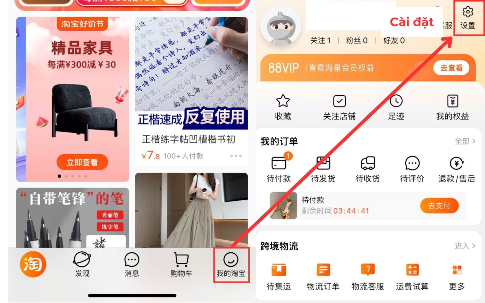 Cách liên kết thanh toán hàng taobao bằng alipay