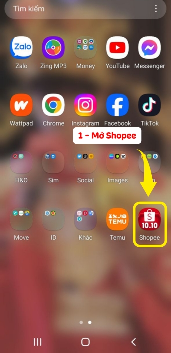 mở app shopee trên điện thoại