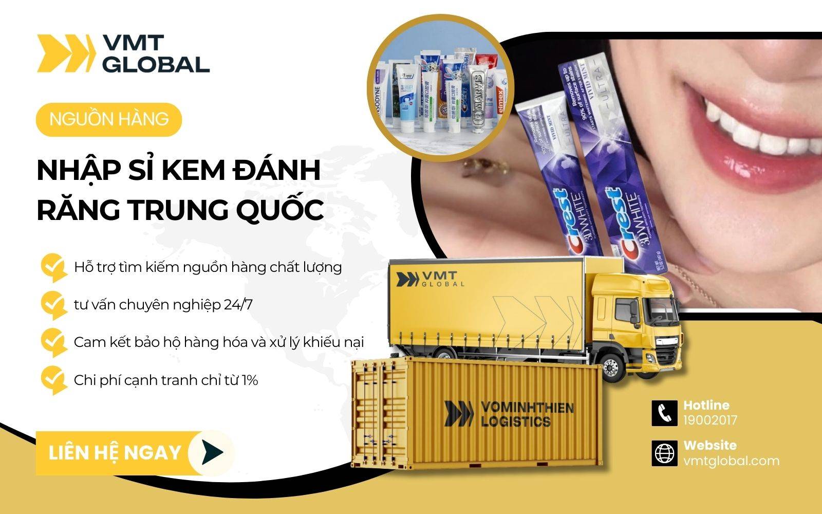 VMT Global nhập hàng kem đánh răng Trung Quốc giá sỉ nhanh chóng, chuyên nghiệp