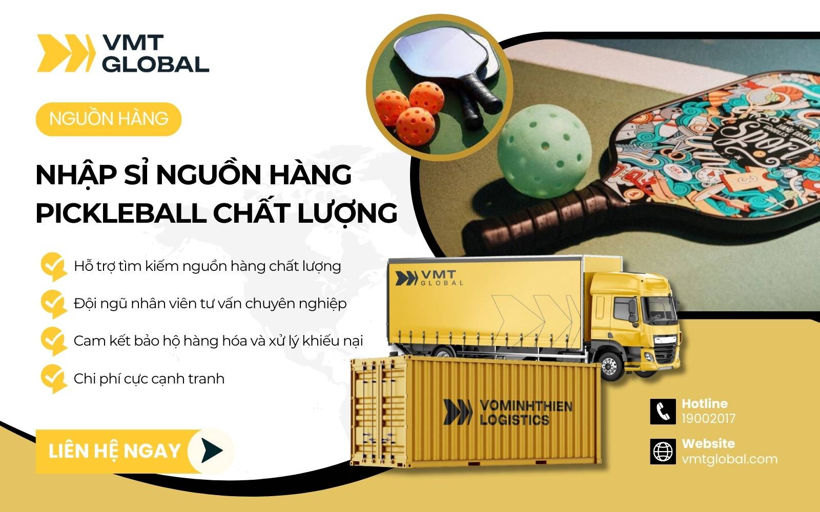 Nhập sỉ vợt Pickleball, bóng Pickleball qua dịch vụ nhập hàng hộ uy tín của VMT Global