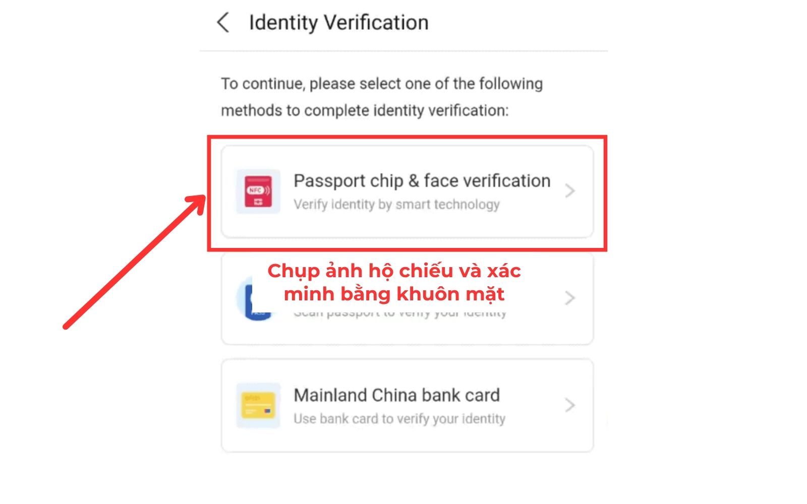 xác thực tài khoản alipay bằng hộ chiếu