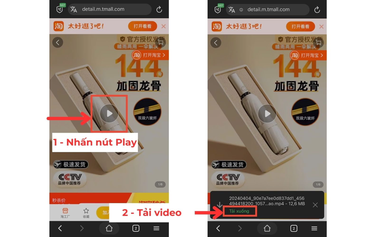 cách tải video taobao trên điện thoại​