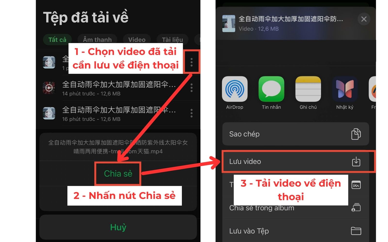 Hướng dẫn cách tải video từ taobao​