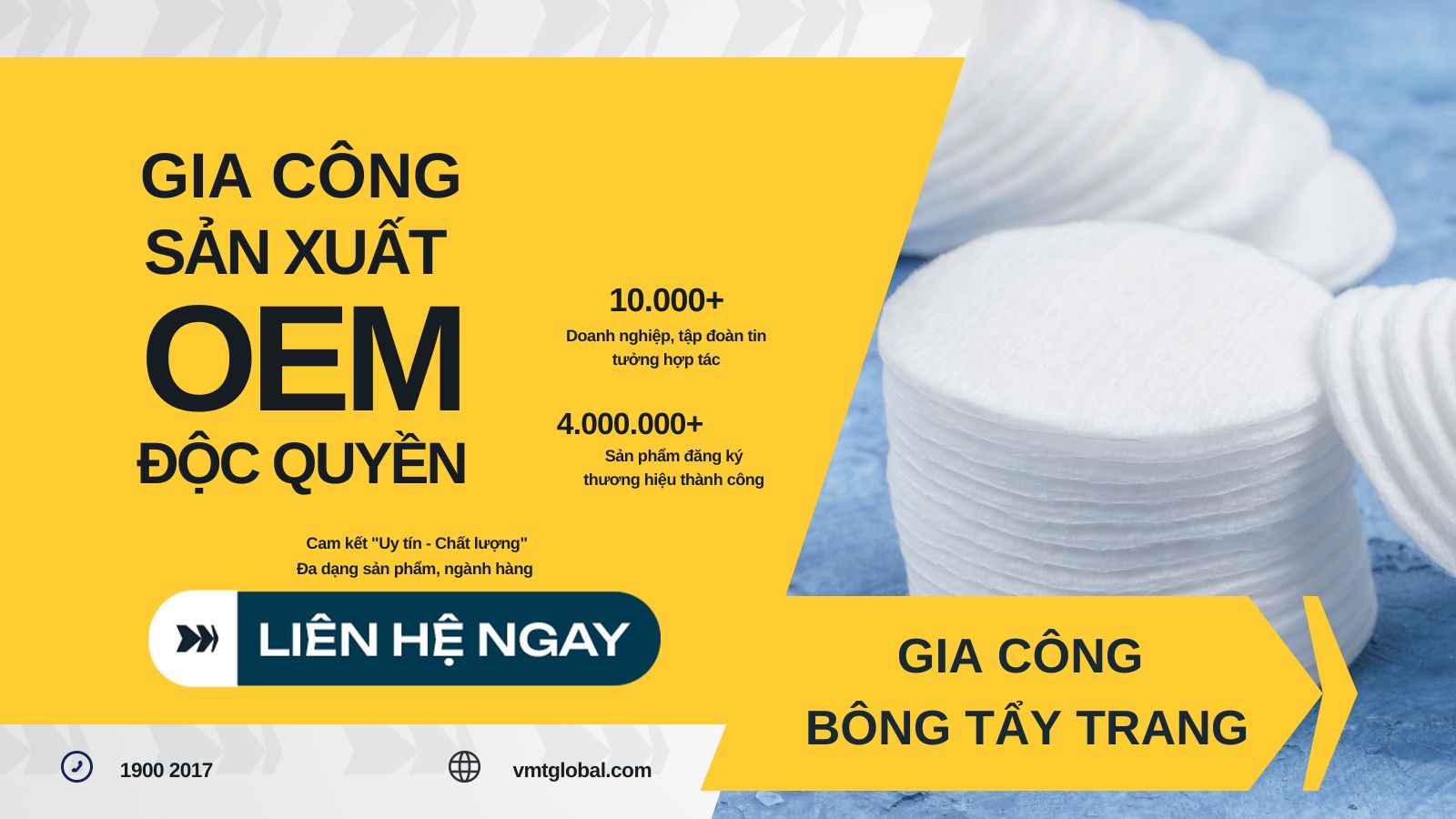 VMT Global đơn vị nhận gia công bông tẩy trang trọn gói