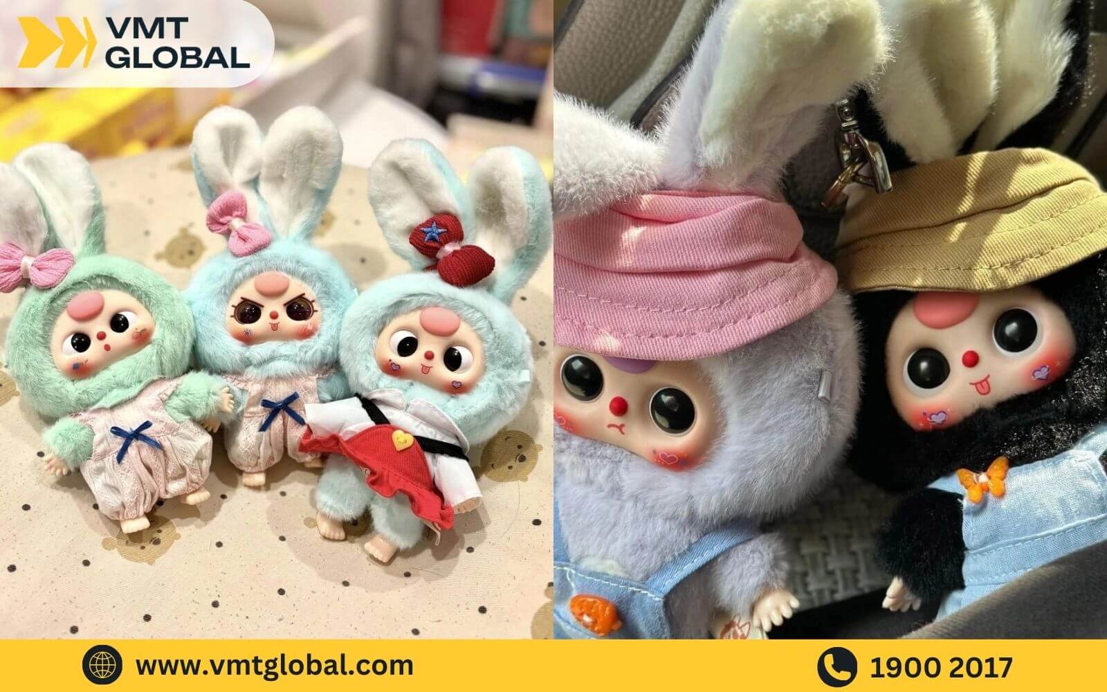 Baby Three Bunny Macaron có móc treo dễ sử dụng