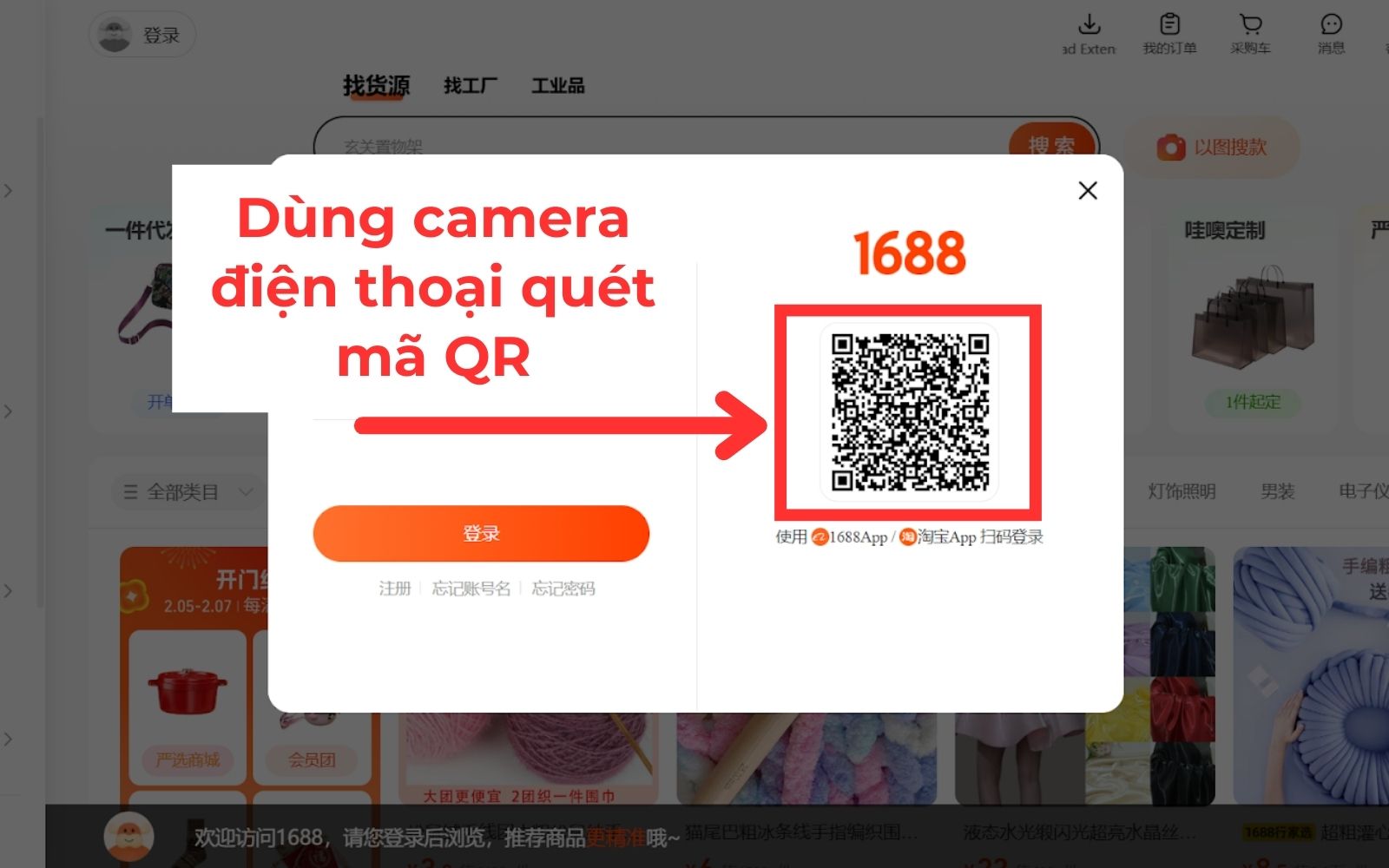 Dùng camera điện thoại quét mã QR