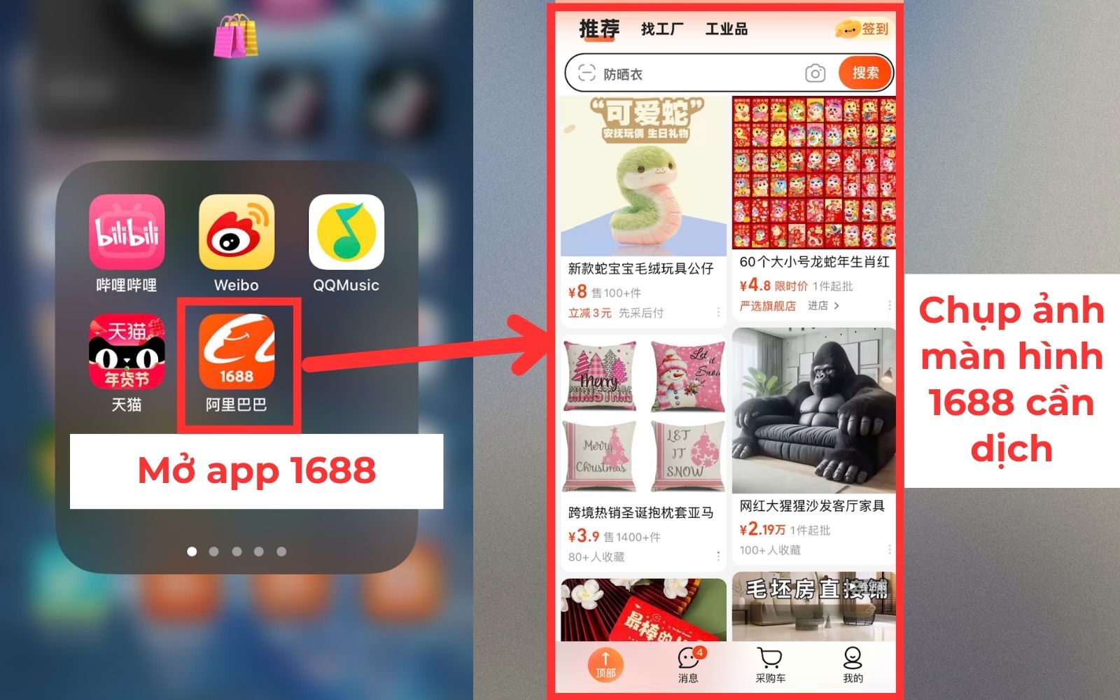 Cách chuyển app 1688 sang tiếng Việt trên điện thoại