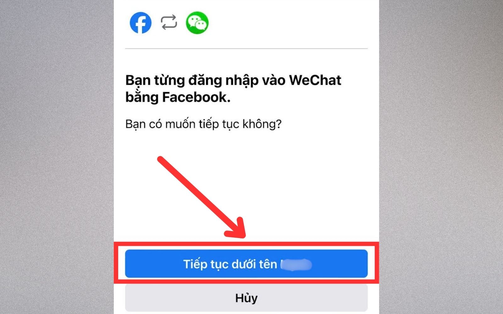 Liên kết tài khoản Wechat với Facebook