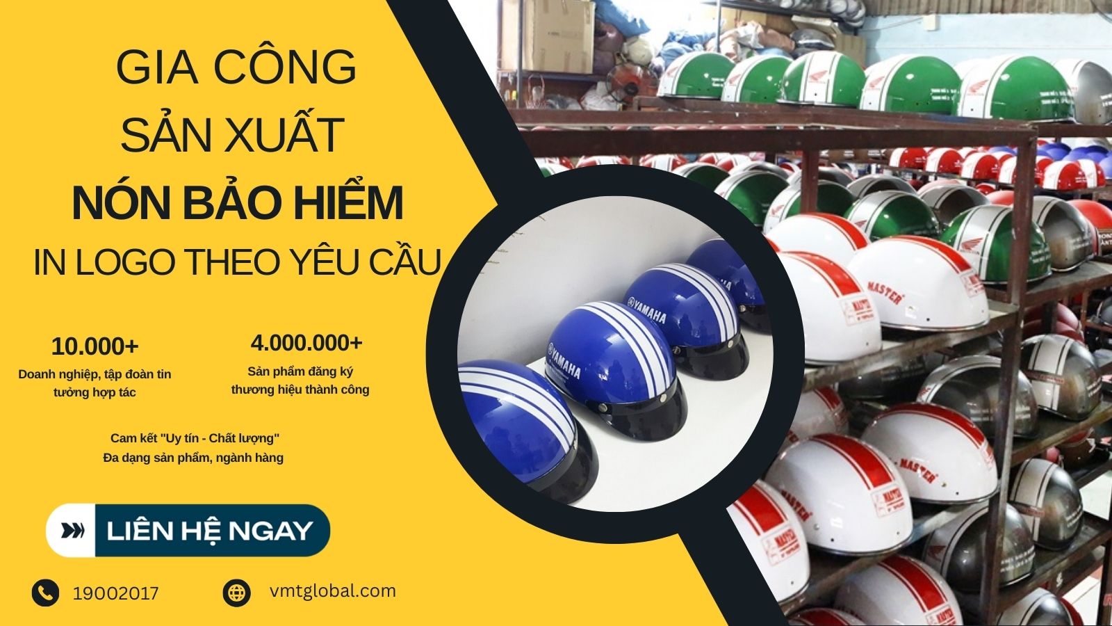 VMT Global – Đơn vị chuyên gia công in nón bảo hiểm theo yêu cầu giá tốt