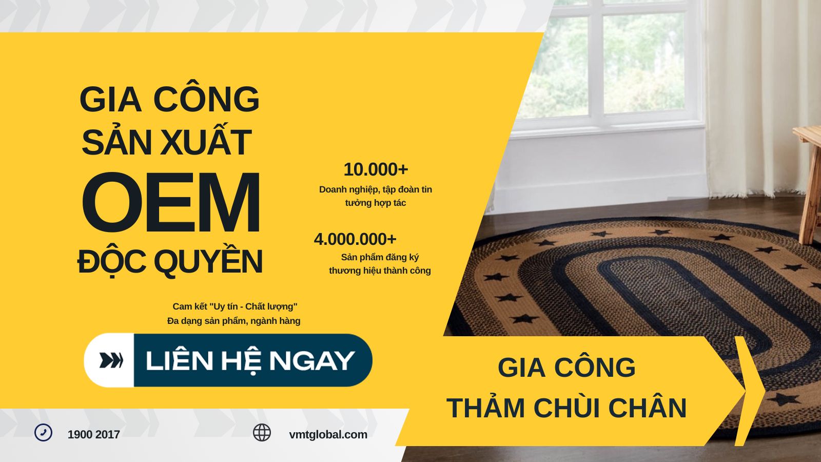 VMT Global xưởng gia công thảm chùi chân theo yêu cầu