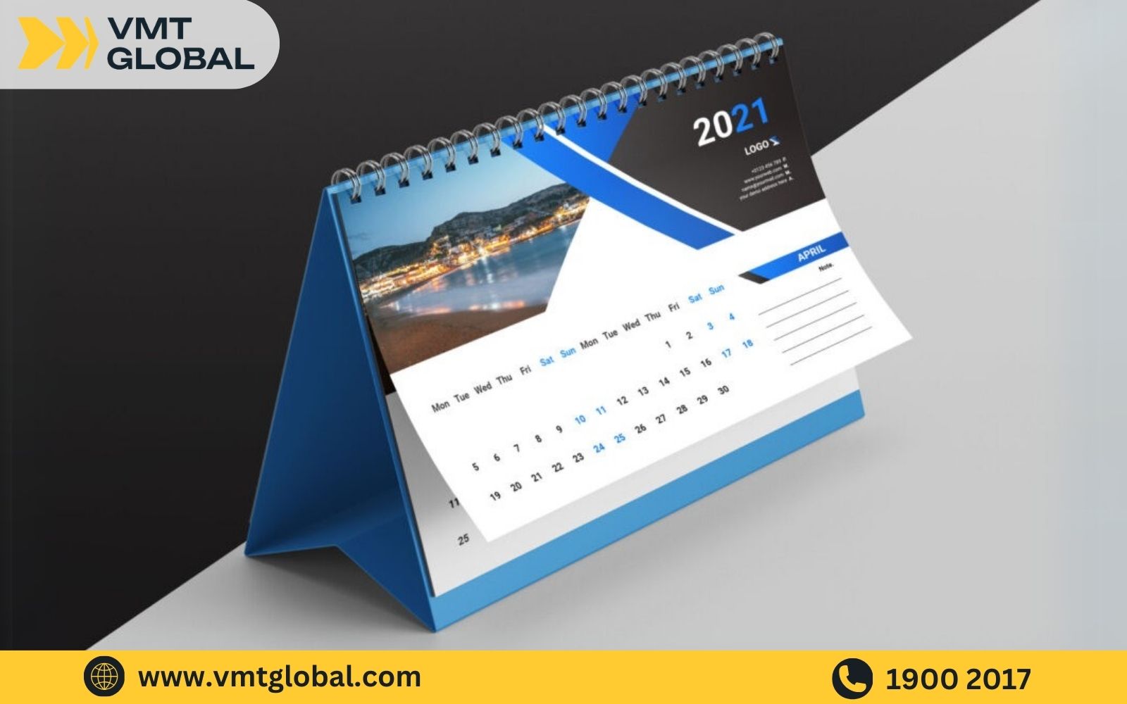 Mẫu lịch để bàn in logo thương hiệu với thiết kế độc đáo, đẹp mắt Lịch để bàn in logo doanh nghiệp