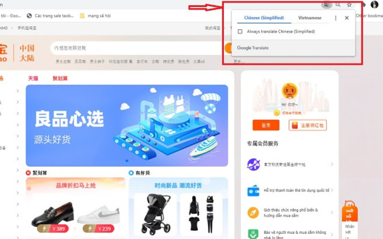 dịch trang taobao sang tiếng việt