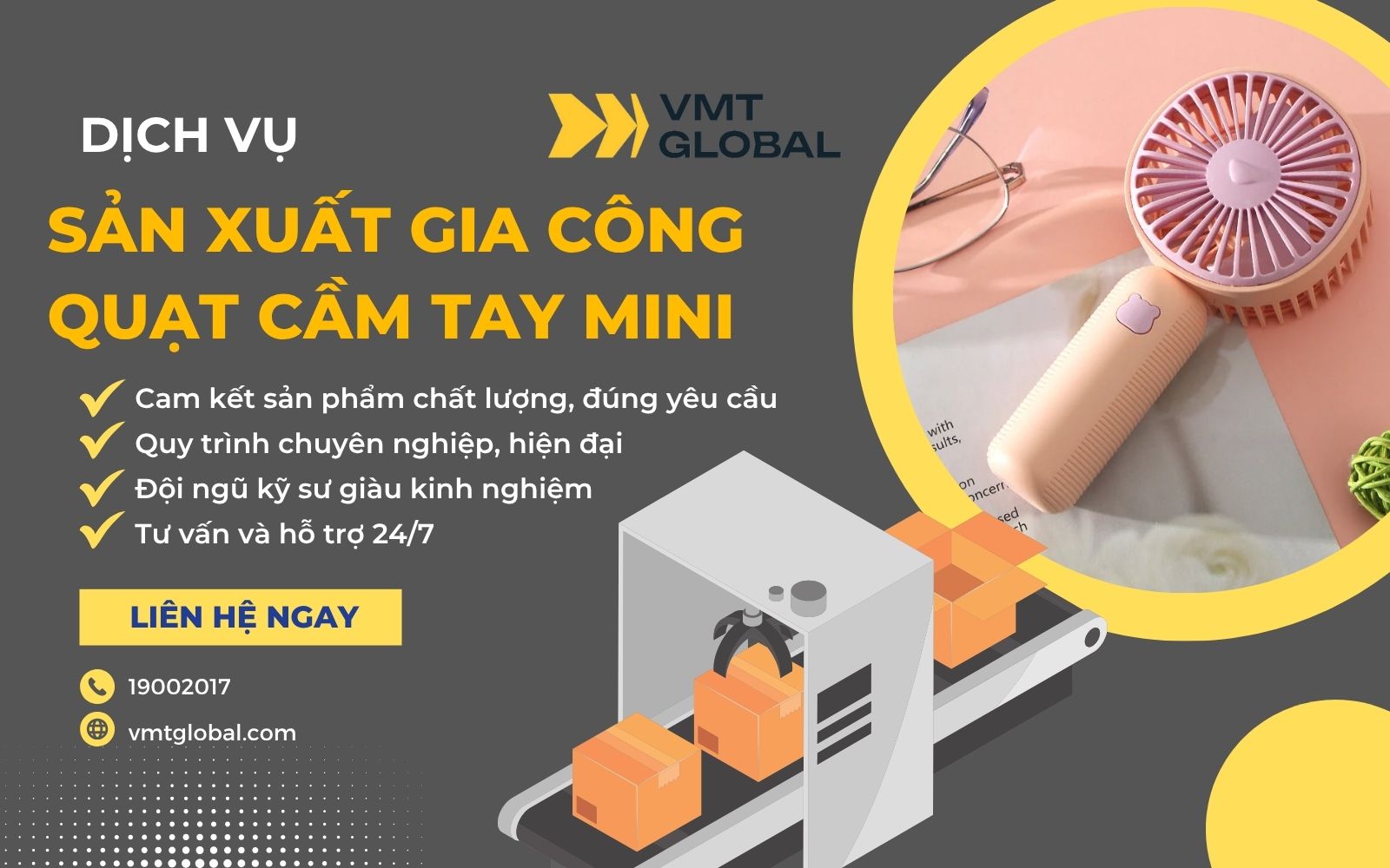 Sản xuất gia công quạt cầm tay mini đẹp, chất lượng tại VMT Global