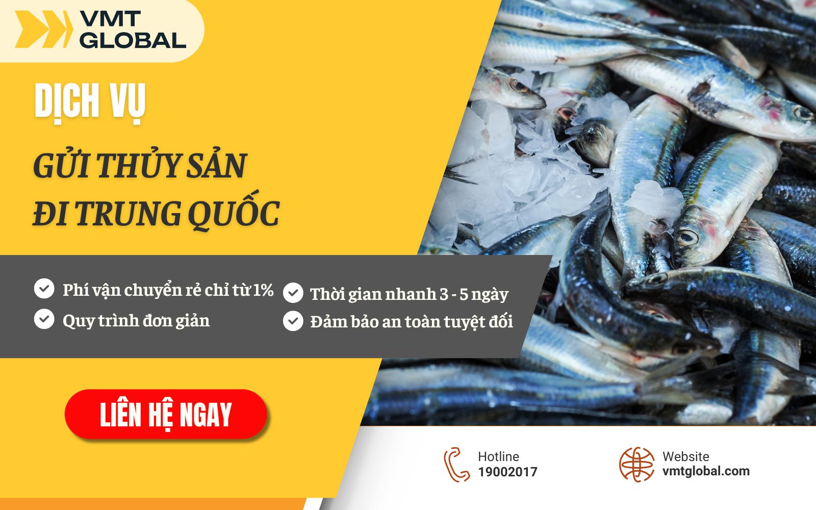 Dịch vụ gửi thủy sản từ Việt Nam sang Trung Quốc tại VMT Global