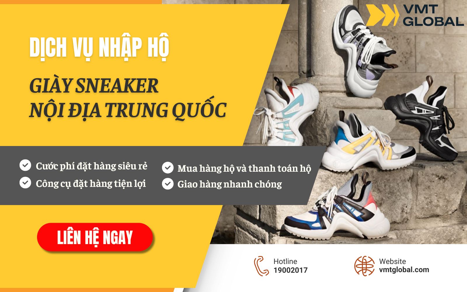 Dịch vụ nhập hộ giày sneaker nội địa Trung giá tốt của VMT Global