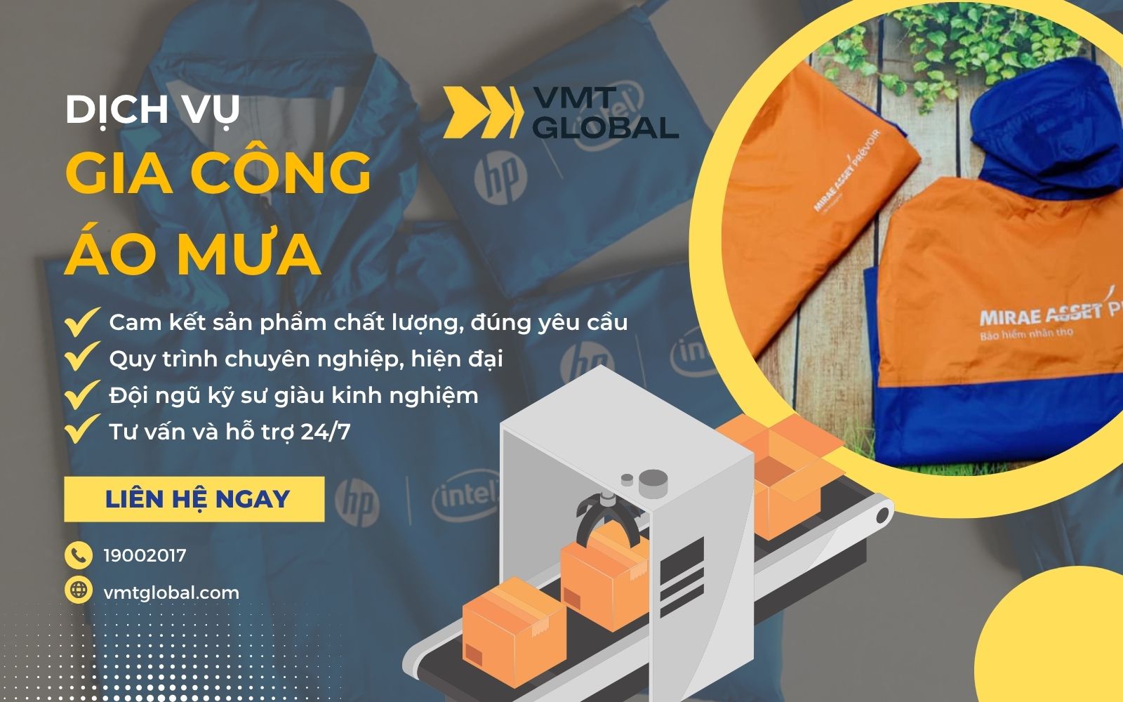 Xưởng sản xuất áo mưa in logo hiện đại, chuyên nghiệp - VMT Global