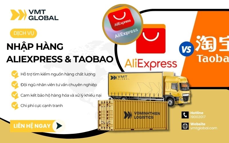 VMT Global chuyên nhận order hàng trên AliExpress và Taobao giá rẻ