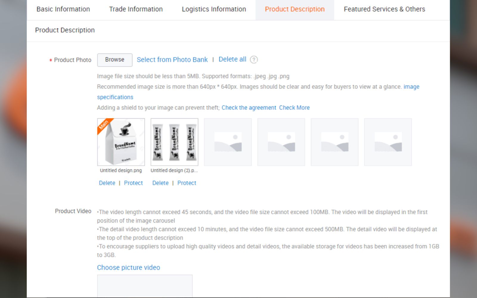 Cách set thông tin sản phẩm trên Alibaba