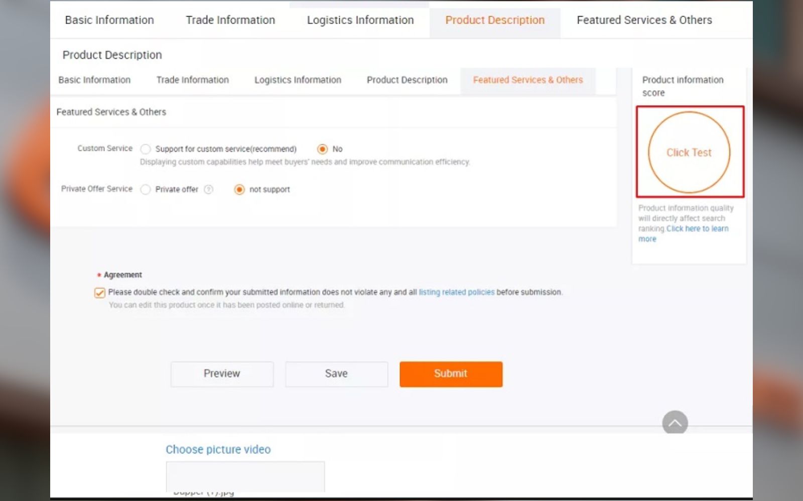 Cách điền thông tin sản phẩm trên Alibaba