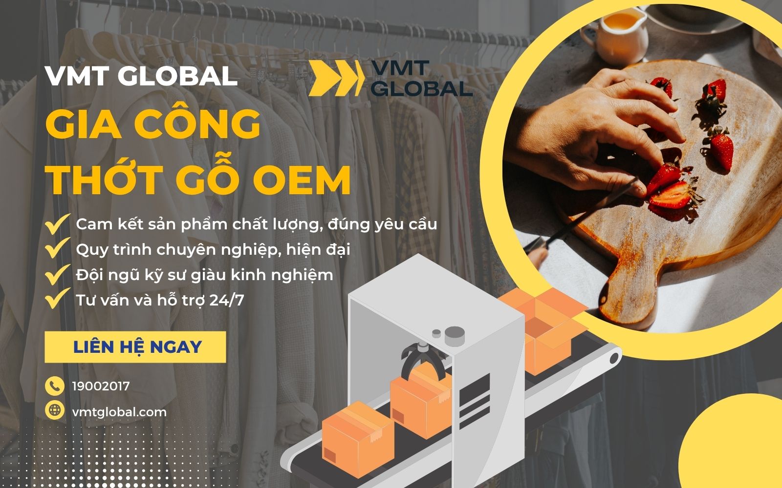 Hợp tác gia công sản xuất thớt gỗ OEM cùng VMT Global
