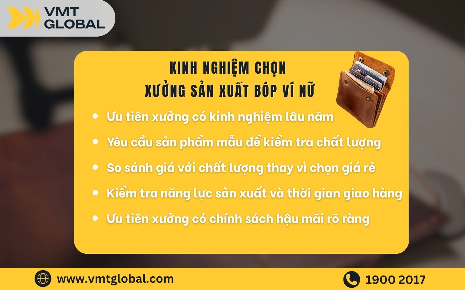 Kinh nghiệm chọn xưởng gia công ví nữ theo yêu cầu Kinh nghiệm chọn xưởng gia công ví nữ theo yêu cầu