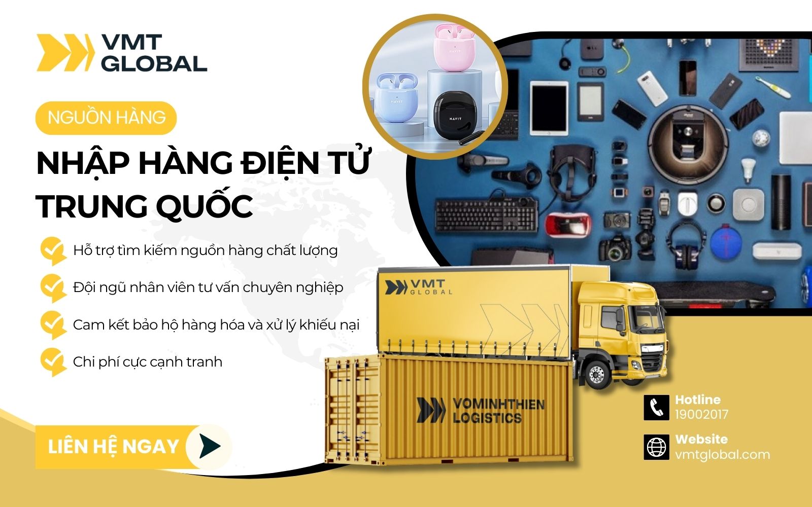 Không cần lo hàng điện tử Trung Quốc thuế nhập khẩu bao nhiêu với VMT Global