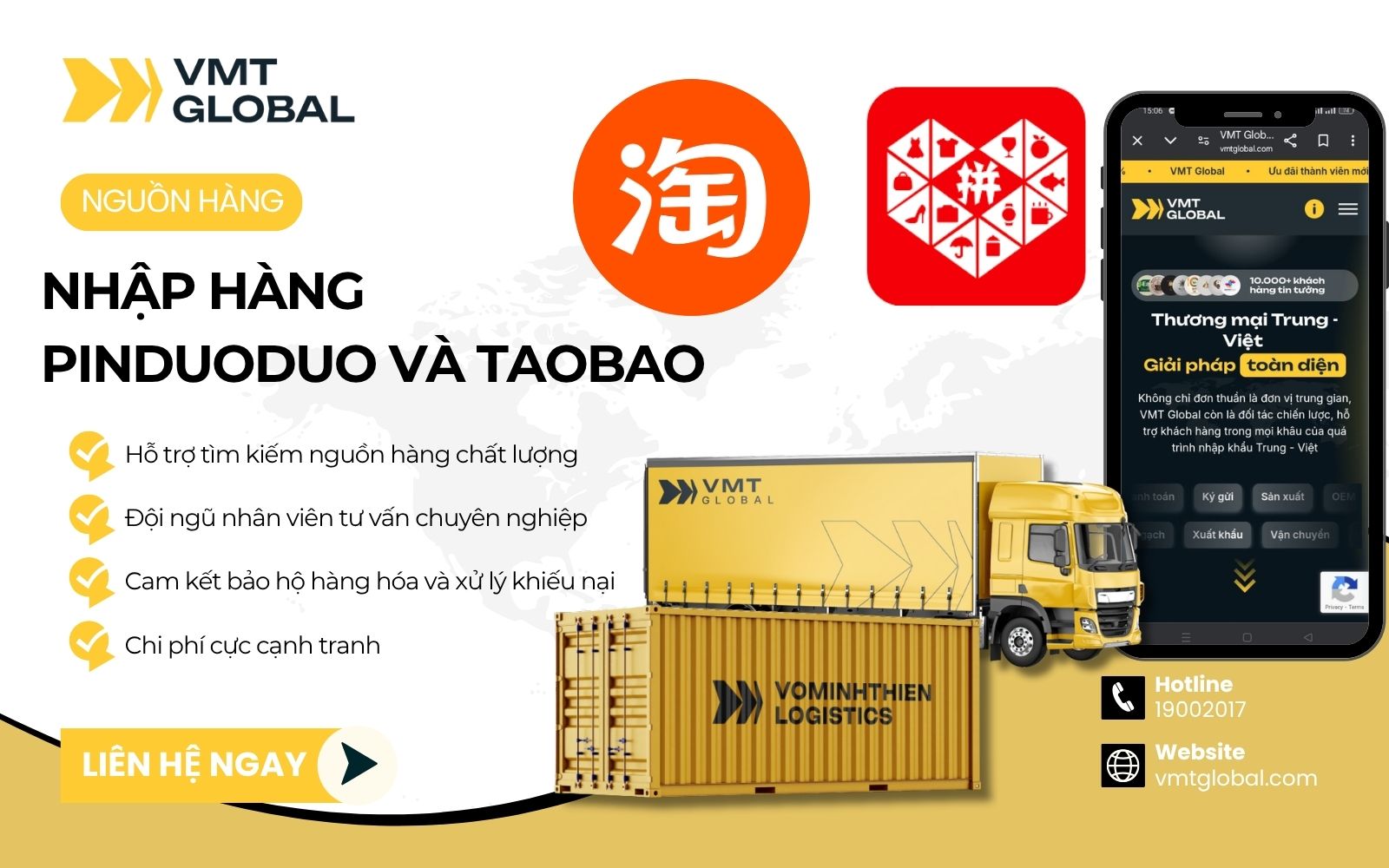 Dịch vụ nhập hộ hàng Pinduoduo và Taobao trọn gói của VMT Global
