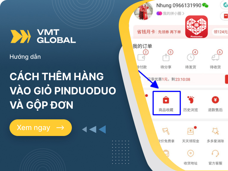 Cách thêm sản phẩm vào giỏ hàng Pinduoduo và gộp đơn