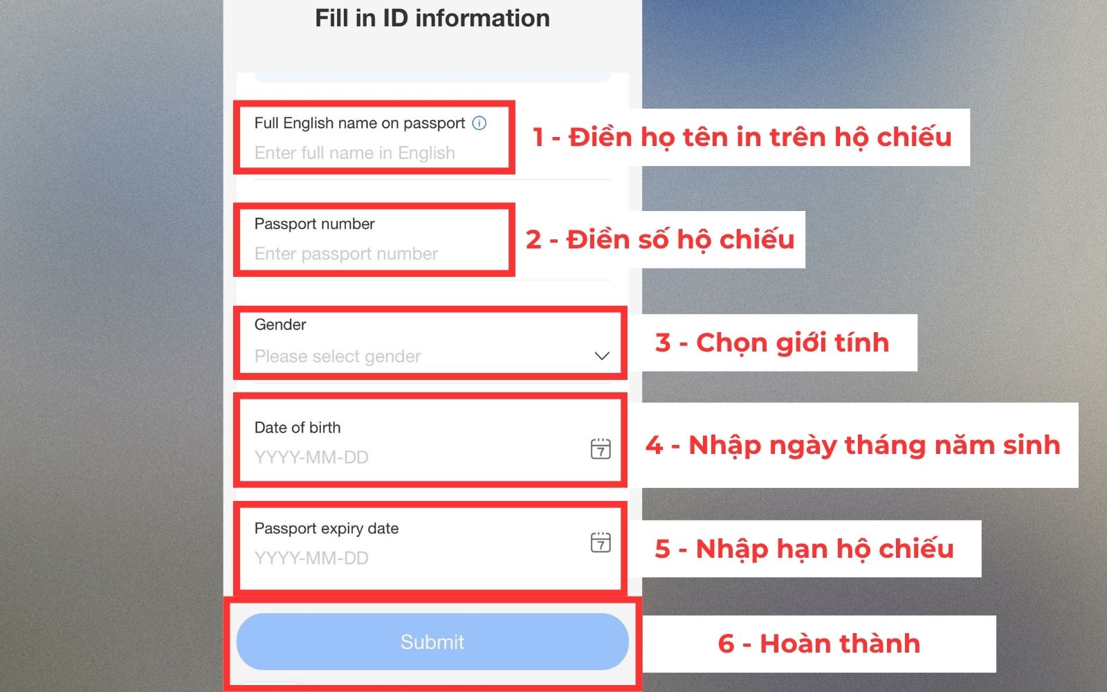 Cung cấp thông tin hộ chiếu để xác thực tài khoản Alipay Cung cấp thông tin hộ chiếu để xác thực tài khoản Alipay