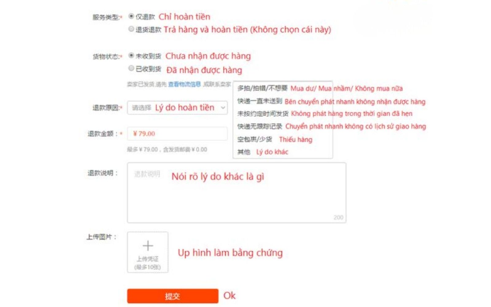 Điền đúng thông tin trả hàng Điền đúng thông tin trả hàng