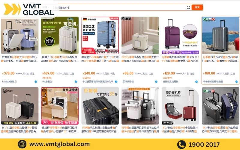 Nhập vali nội địa Trung Quốc tại các sàn TMĐT