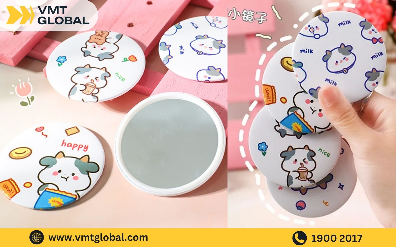 sản xuất gương cầm tay in logo theo yêu cầu trên một mặt sản xuất gương cầm tay in logo theo yêu cầu trên một mặt